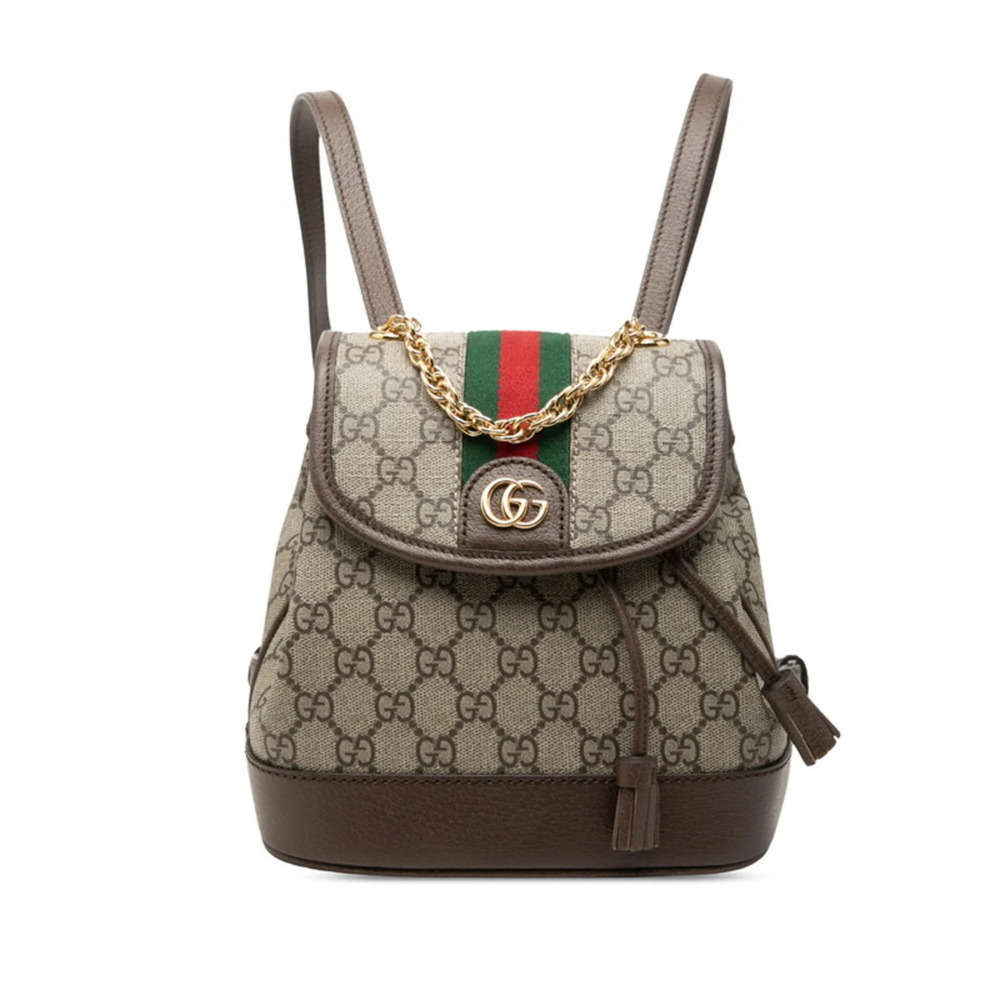Gucci Ophidia GG Supreme Mini Backpack 795221 Beige Brown Leather Women's GUCCI